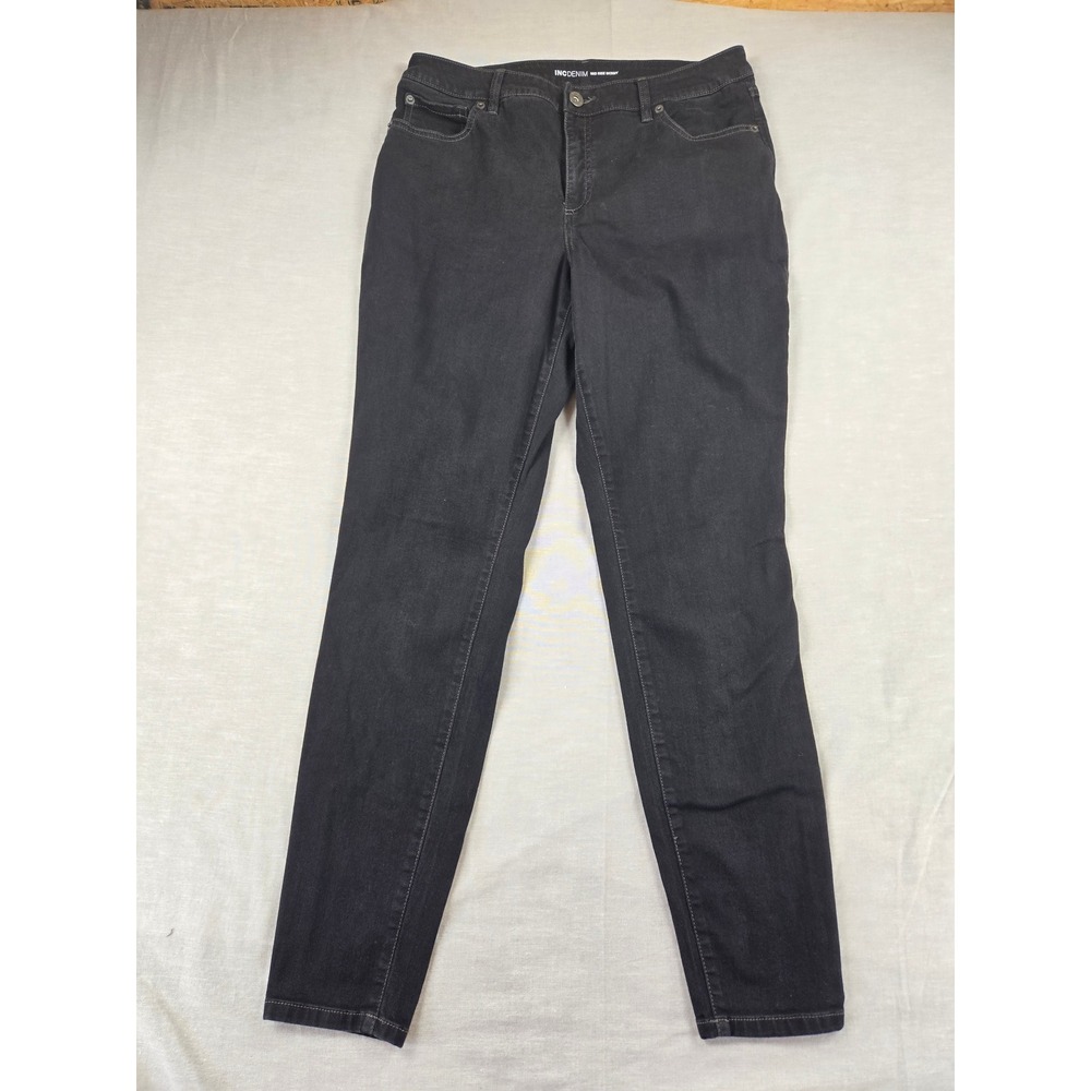 INC International Concepts Womens Black Mid Rise Skinny Jeans Size 10/30 Stretch
